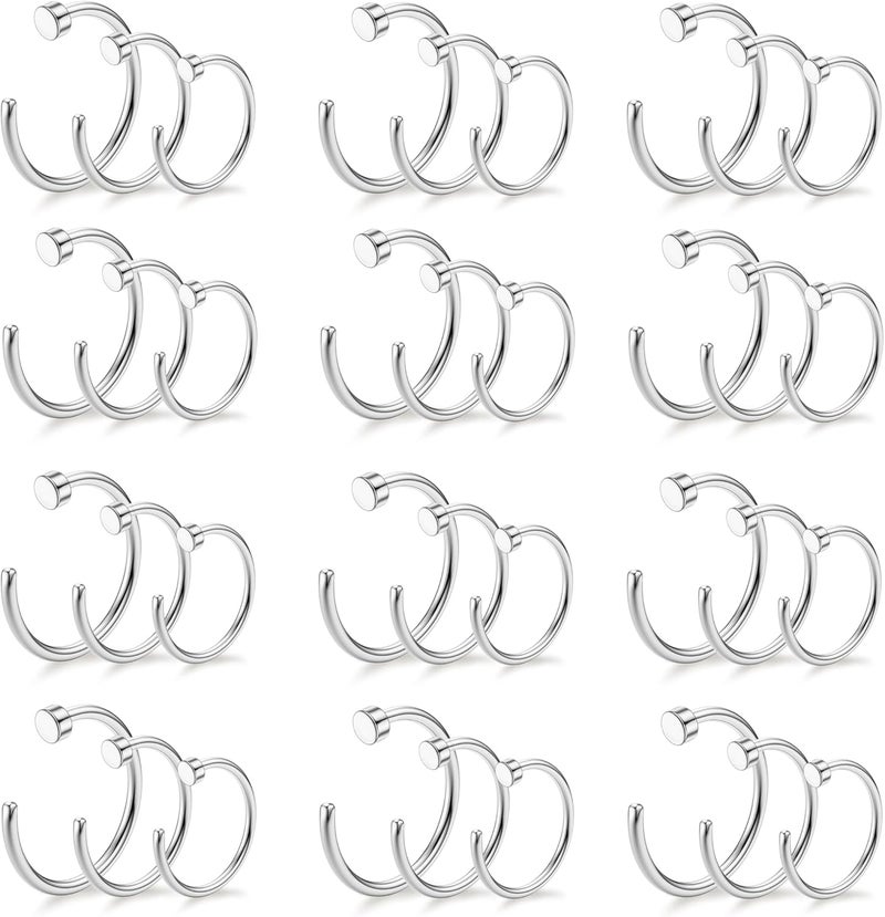 Drperfect 18/20/22G 36PCS 316L Stainless Steel Nose Rings Hoops Nose Piercing Jewelry for Women Men Colored Hoop Nose Ring 6mm 8mm 10mm 12mm - Image 1