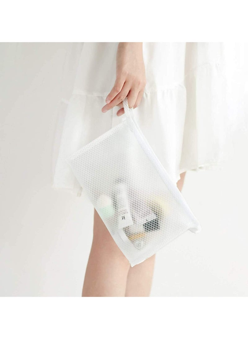 Rubik حقيبتان شفافتان من الشبك لمنتجات التجميل، منظم مكياج للسفر بأكياس بسحاب للرجال والنساء (23x15x9 سم) (أسود/أبيض) - Image 2