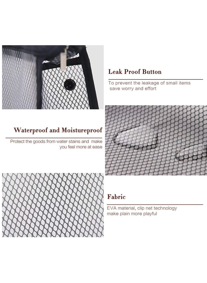 Rubik حقيبتان شفافتان من الشبك لمنتجات التجميل، منظم مكياج للسفر بأكياس بسحاب للرجال والنساء (23x15x9 سم) (أسود/أبيض) - Image 4
