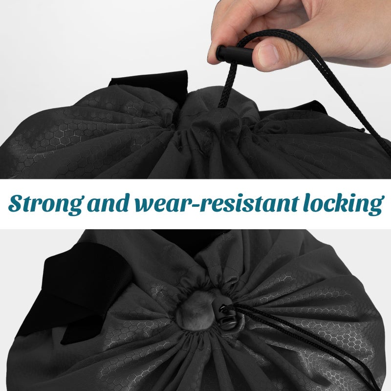 iaodia Laundry Bag Backpack Large Travel Laundry Backpack with Adjustable Shoulder Straps Portable Hamper Bag for College, Dorm, Apartment Camp(Black) - Image 5