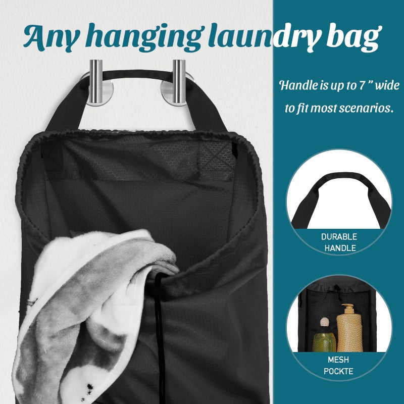 iaodia Laundry Bag Backpack Large Travel Laundry Backpack with Adjustable Shoulder Straps Portable Hamper Bag for College, Dorm, Apartment Camp(Black) - Image 3