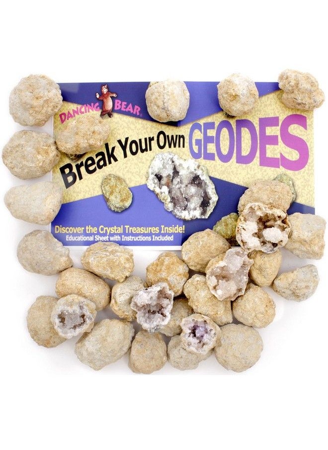 Dancing Bear 25 Break Your Own Geodes, (Medium 11.5") 90% Hollow, Crack Open & Discover Amazing Surprise Crystals Inside! Educational Info And Instructions Included, Fun Party Favors & Prizes  - Image 1