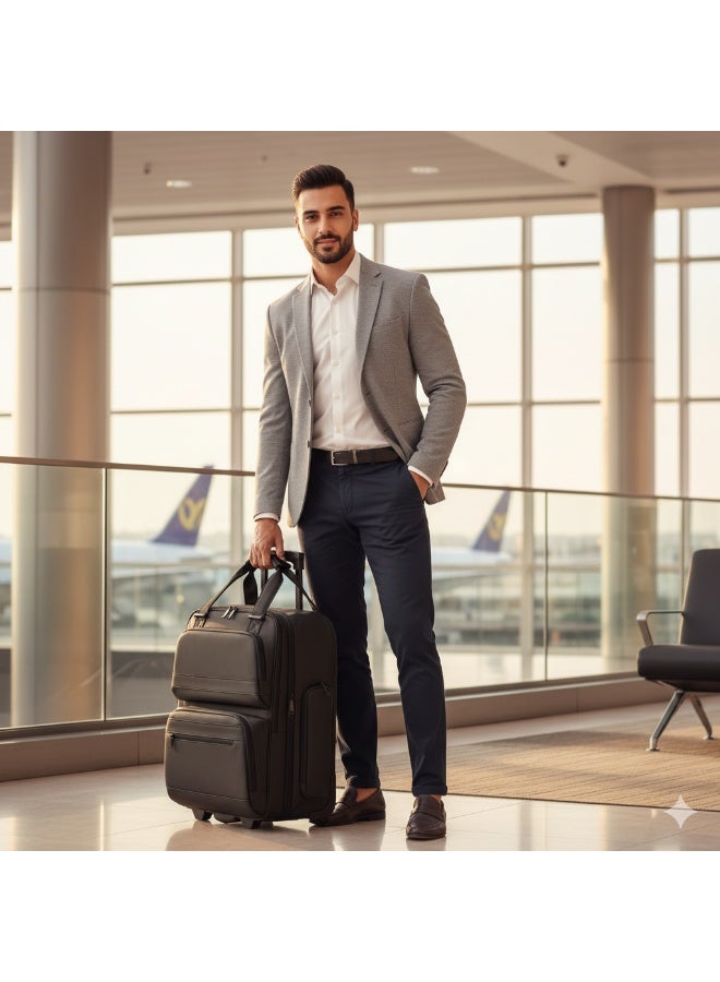 Skycare Carry-On Backpack Underseat Multi-functional, 18-inch Lightweight Overnight Suitcase with Smooth Wheels for Travel Business (Black, Carry-On 18-Inch) - Image 2