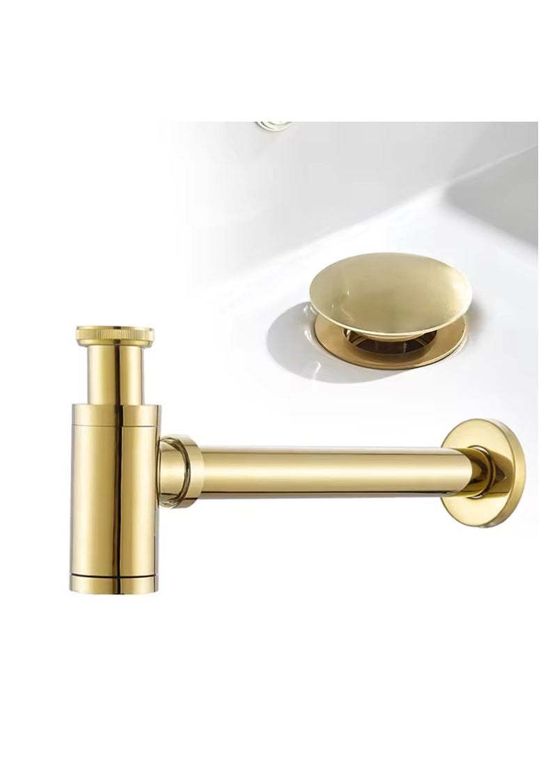 Generic "Brushed Gold Basin Bottle Trap | Wash Basin and Kitchen Sink Drain Hose"  - Image 2