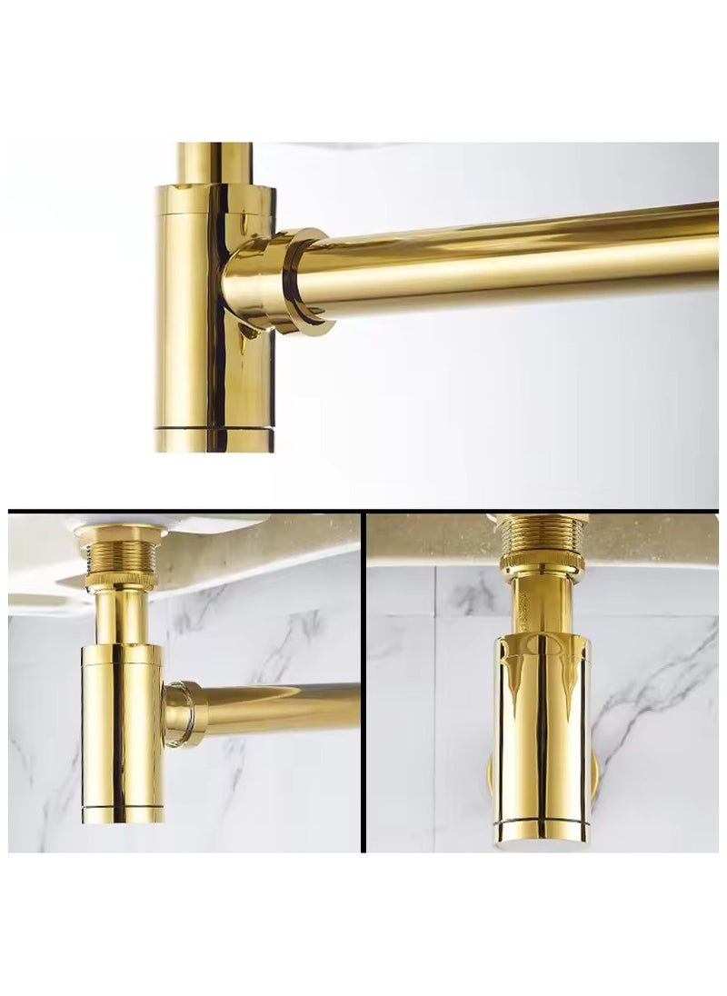 Generic "Brushed Gold Basin Bottle Trap | Wash Basin and Kitchen Sink Drain Hose"  - Image 3