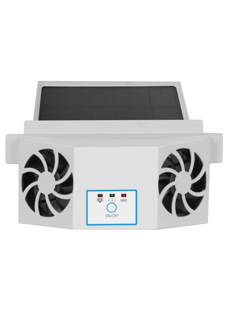 AROAQ Radiator Ventilation System 2 Head Air Circulation Fan 2.4V 4500RPM Air Exhaust Radiator Solar Cooler for Car Truck SUV - Image 1
