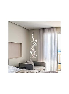 Excefore Flower Mirror Wall Decoration, Petal Crystal Mirror Stereoscopic Wall Sticker For Bedroom Living Room Sofa Tv Wall Background, Removable Acrylic Art Mural For Home Decoration, Silver  - Image 3