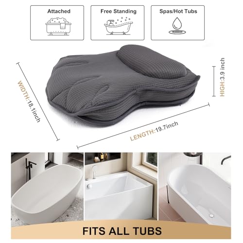 Idle Hippo Extra Thick Bath Pillows for Tub-Luxury Bathtub Pillow for Head Neck and Back Support, Soft 4D Air Mesh Bath Pillow with Strong Suction Cups, Relaxing Bath Accessories Spa Gifts for Women - Image 5