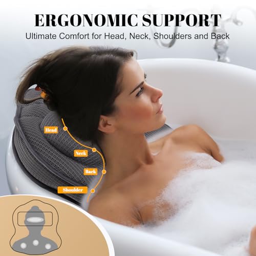 Idle Hippo Extra Thick Bath Pillows for Tub-Luxury Bathtub Pillow for Head Neck and Back Support, Soft 4D Air Mesh Bath Pillow with Strong Suction Cups, Relaxing Bath Accessories Spa Gifts for Women - Image 3