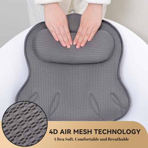 Idle Hippo Extra Thick Bath Pillows for Tub-Luxury Bathtub Pillow for Head Neck and Back Support, Soft 4D Air Mesh Bath Pillow with Strong Suction Cups, Relaxing Bath Accessories Spa Gifts for Women - Image 2