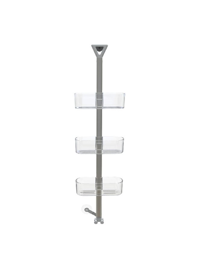 Primanova 3-Tier Modern Design Adjustable Bath Shower Caddy Grey and Clear 25 x 7.5 x 8.5 cm M-N47-03-16