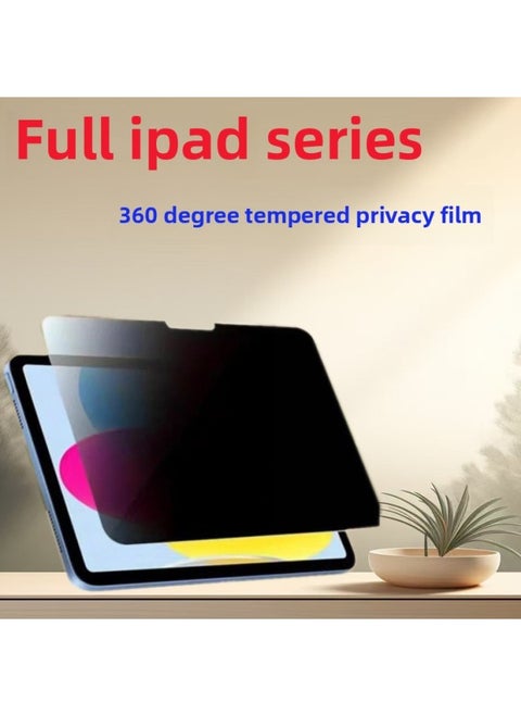 For Ipad Anti-peep Tempered Film 2025 IPadpro11 Inch 360 Degree Flat Air13 Inch For Apple Pro-Color:360°Anti-peep Curved Edge (1 Piece + Tool Kit + Kraft Paper Packaging}-Size:Ipad 7/8/ 9-10.2inch (universal Model)