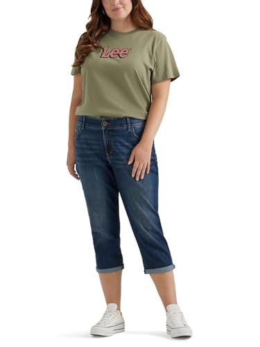 Lee Women's Plus-Size Plus Size Flex Motion Regular Fit 5 Pocket Capri Jean Pants, Bewitched, 22W Medium - Image 5