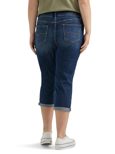 Lee Women's Plus-Size Plus Size Flex Motion Regular Fit 5 Pocket Capri Jean Pants, Bewitched, 22W Medium - Image 2