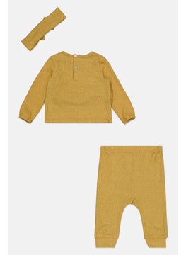 7 FOR ALL MANKIND Toddlers Girl 3 Piece Long Sleeve Top And Bottom, Gold  - Image 2