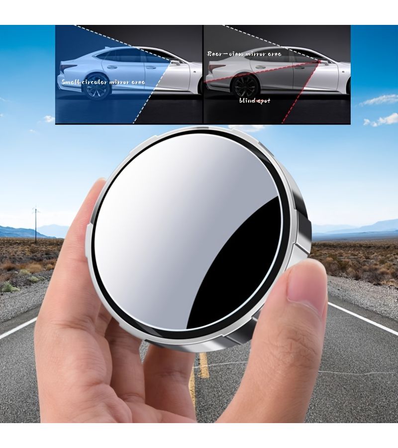 مرآة زاوية عمياء للسيارة قابلة للتعديل 360 درجة من البورسلين الأبيض، زاوية رؤية واسعة عالية الوضوح - Image 3
