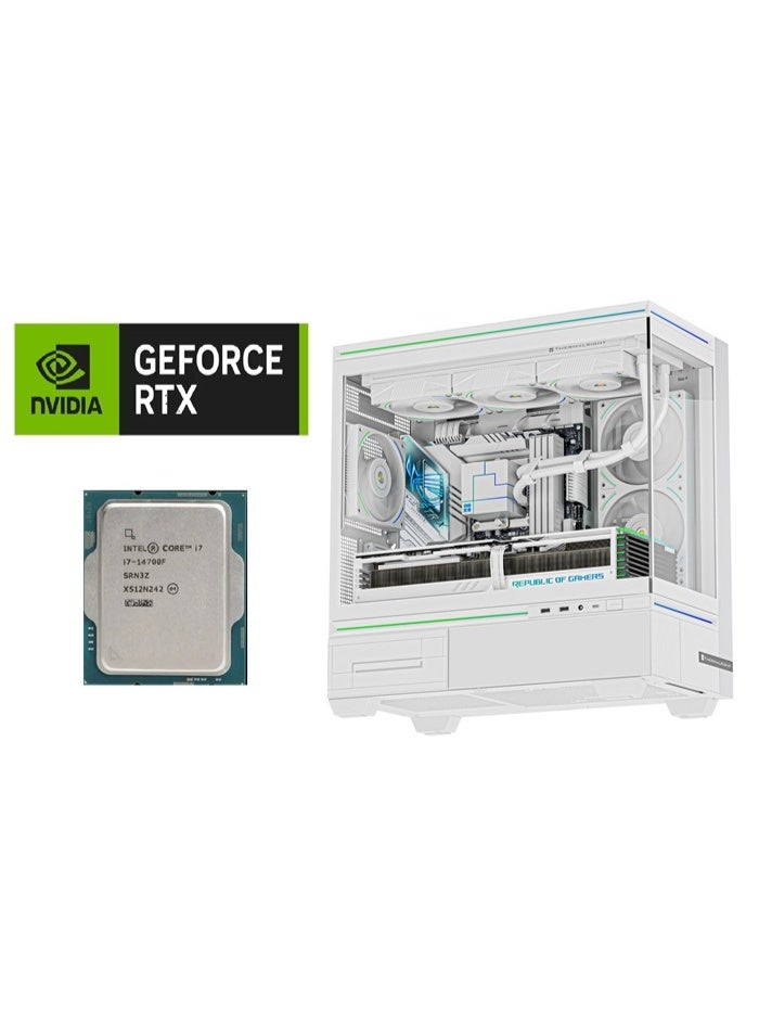 EzyCorner White Gaming PC Intel Core i7-14F RTX 5070 12GB 32GB DDR5 1TB NVMe Gen4 Windows 11 Pro white