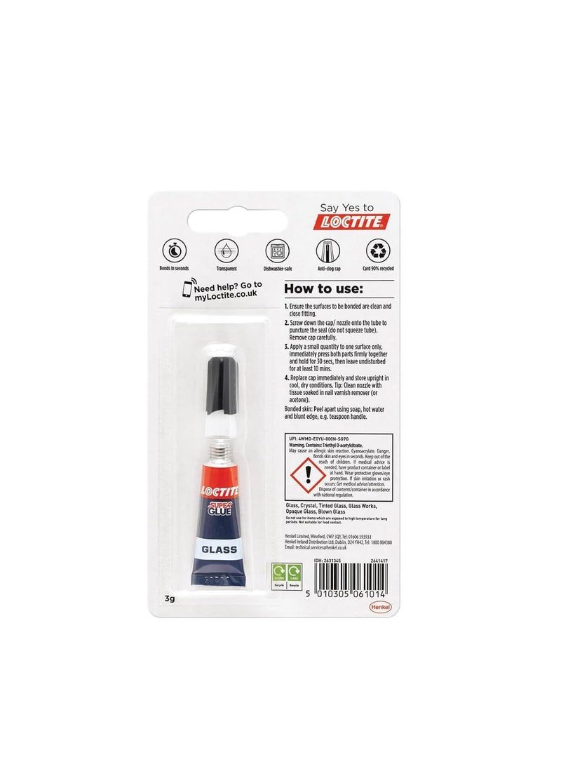 Loctite Loctite Glass Bond, glue for bond glass to glass, glass to metal, stained glass, crystal and tinted glass, dishwasher safe,Clear Super Glue for Glass,Acrylic,Crystal,DIY Craft,Mirror,Window,3g  - Image 3
