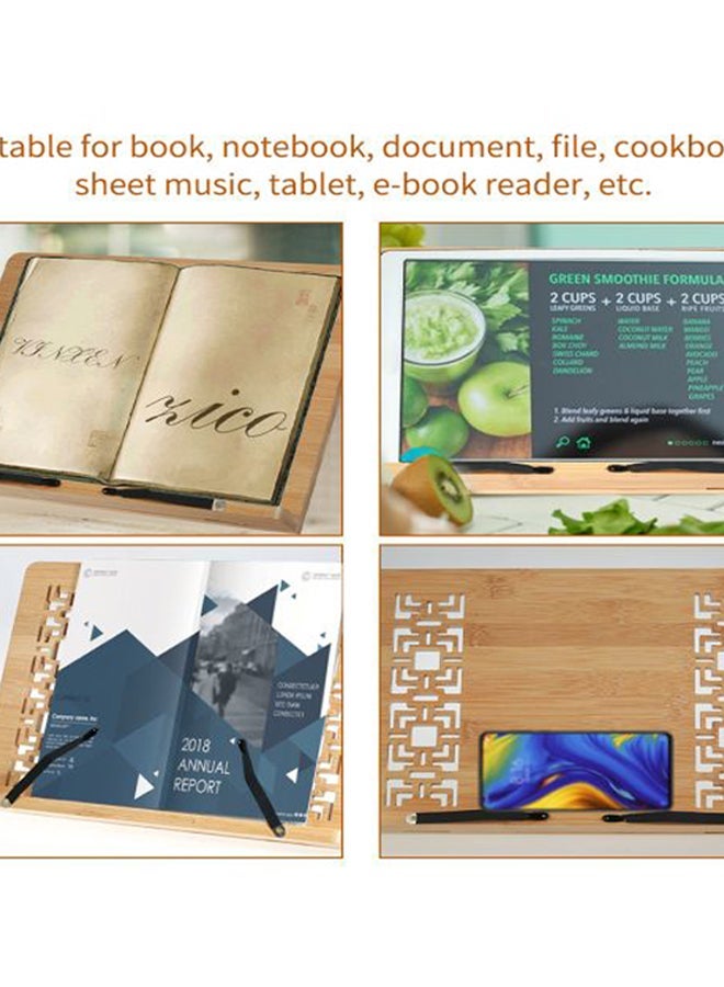NIBEMINENT Foldable Bamboo Book Stand Brown - Image 2