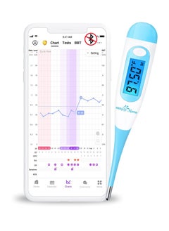 مقياس حرارة أساسي رقمي من Easy @ Home مزود بشاشة LCD بإضاءة خلفية زرقاء ، دقة عالية تبلغ 1/100 درجة واستدعاء الذاكرة ، وليس مزودًا بتقنية البلوتوث ، ومُحدَّث EBT-100B (أزرق)