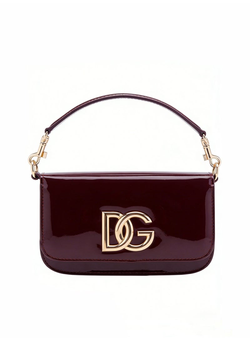 D&G Dolce&Gabbana purple red patent leather handbag - DG decorative logo, detachable chain strap, luxurious designer handbag, suitable for formal and daily use (Saudi version) - Image 1