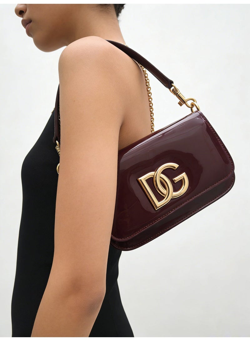 D&G Dolce&Gabbana purple red patent leather handbag - DG decorative logo, detachable chain strap, luxurious designer handbag, suitable for formal and daily use (Saudi version) - Image 3
