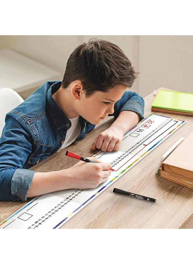 Scribbledo 0-100 Dry Erase Number Line Board For Students Double Sided 4 Feet With A Red & Black Dry Erase Marker Featuring 0-100 Number Line On One Side And Blank Line On The Reverse - Image 1