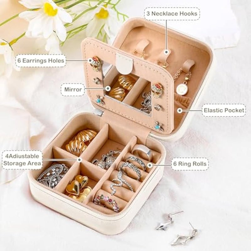 Small Travel Jewelry Case with Initial Jewelry Box Mini Jewelry Organizer Holder for Women Portable Personalized Teens Girls Birthday Gifts for Friends Sister Mom Bridesmaid Her（White C） - Image 4