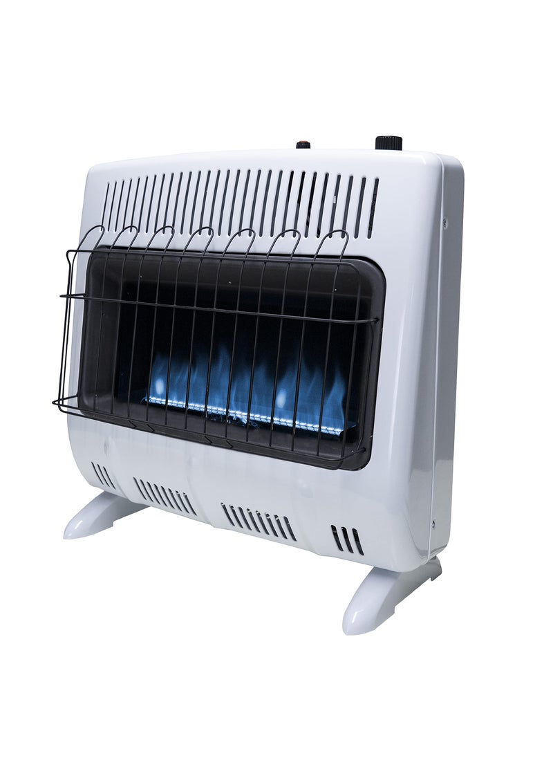 Mr. Heater Mr Heater MHVFBF30NGT 30000 BTU Vent Free Blue Flame Natural Gas Heater  Wall Mount Space Heater For Cold Rooms Sunrooms and more  White 