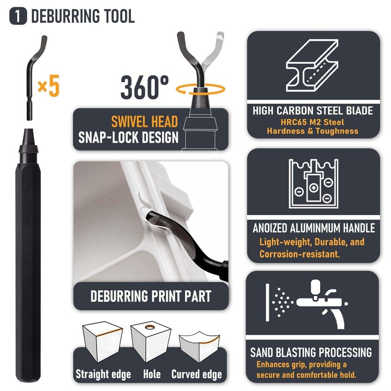 QeeaHuuo 3D Printer Tools Kit, Quality 3D Printing Tool Kit for Model Finishing/Deburring/Drilling, 3D Printer Accessories for All FDM/SLA Printers Removing Support, Cutting Filament, Cleaning Nozzle - Image 2