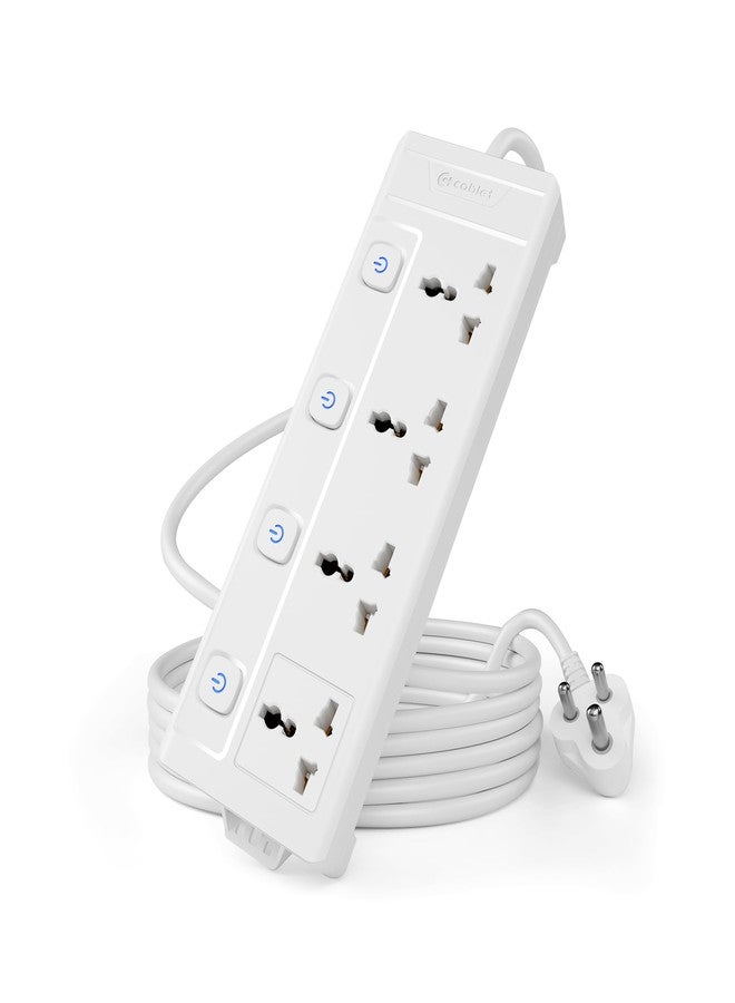 Cablet Extension Board 3 Meter Cable, 2500W 10A, 4 Universal Multi Plug Socket, 4 Individual Switches, 3 Mtr Heavy Duty Cord, LED Indicator, Power Strip for Home & Office Use - Image 1