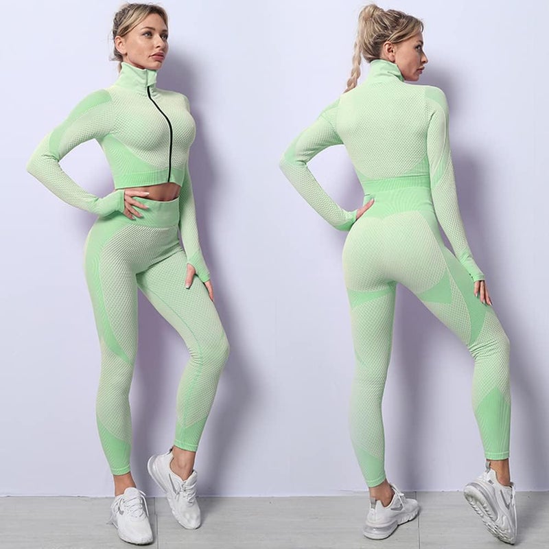 Veriliss 3pcs Seamless Outfit Workout Sets Gym for Women, Fitness Sports School Running Clothes Yoga Sportswear - Image 2