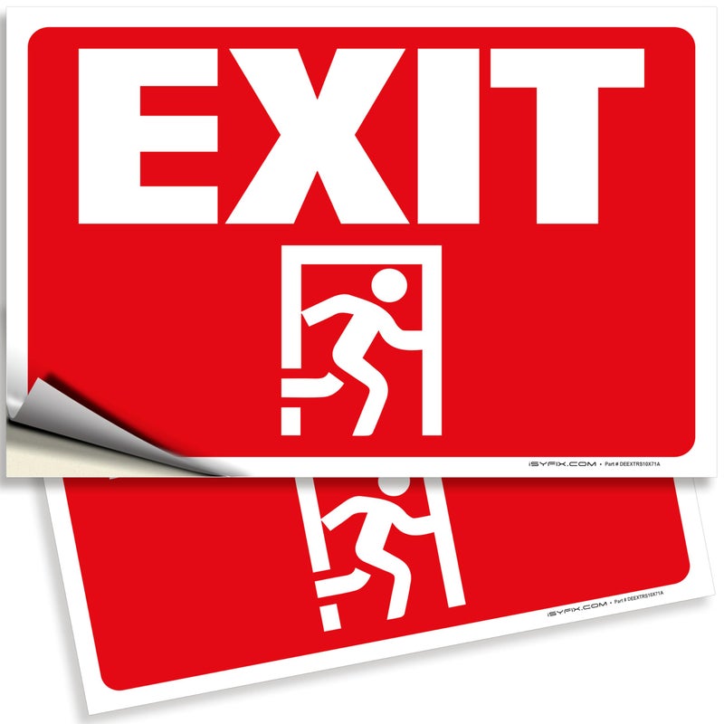 iSYFIX iSYFIX Exit Signs Stickers  2 Pack 10x7 Inch  Premium SelfAdhesive Vinyl Laminated for Ultimate UV Weather Scratch Water and Fade Resistance for Office Buildings Workplace Indoor  Outdoor 