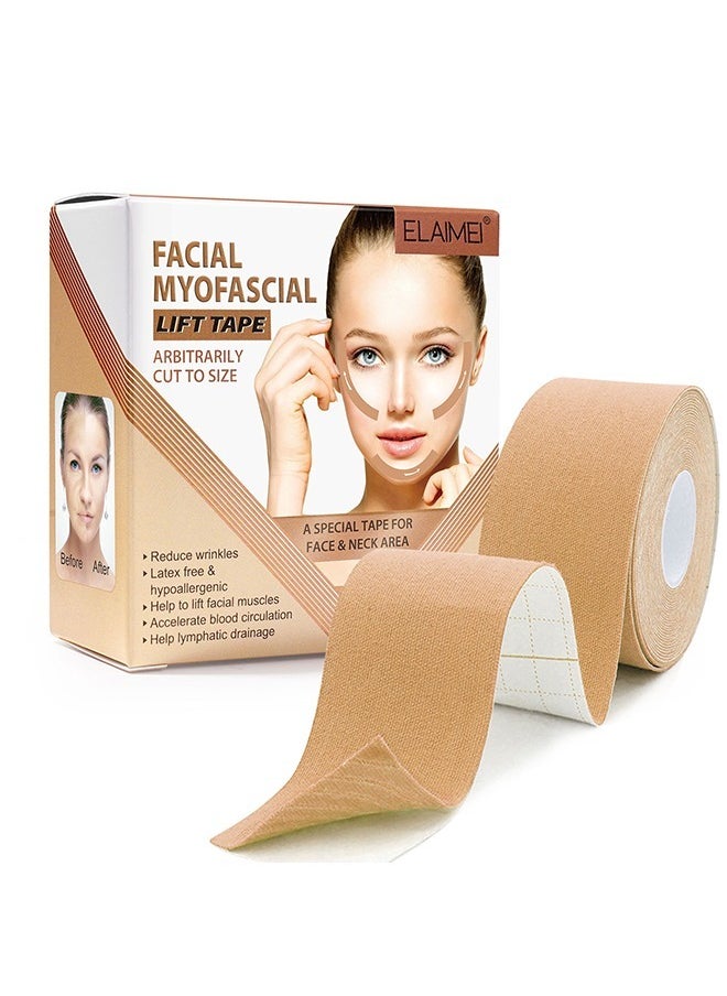 Elaimei Facial Myofascial Lift Tape Face Lift Stickers, Face Toning Tape Anti Freeze Anti Wrinkle Belts Patche, Neck Lift Tape Unisex For Firming and Tightening 2.5cm*5m  - Image 1