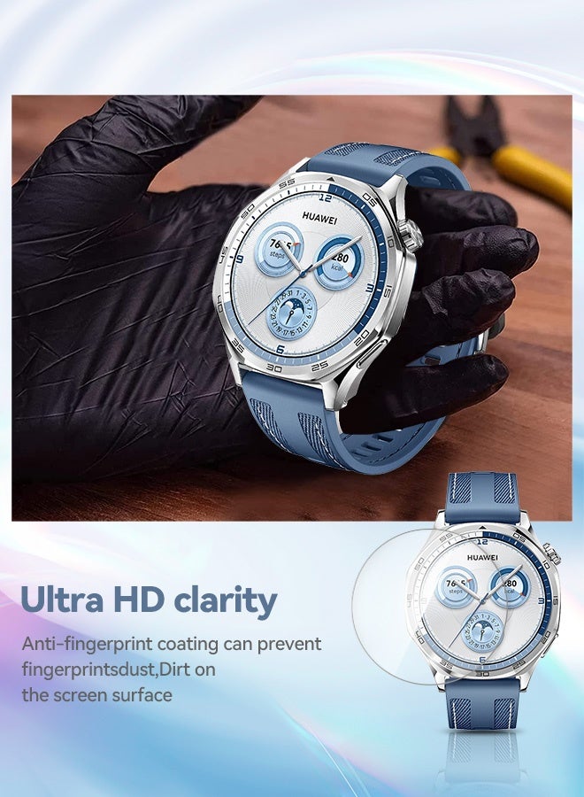 بشكل مختصر [حزمة من 3 قطعة] محمي شاشة من الزجاج المجدول لـ HUAWEI Watch GT5 / GT5 Pro 46 مم، حارس شاشة شفاف عالي الدقة - Image 5