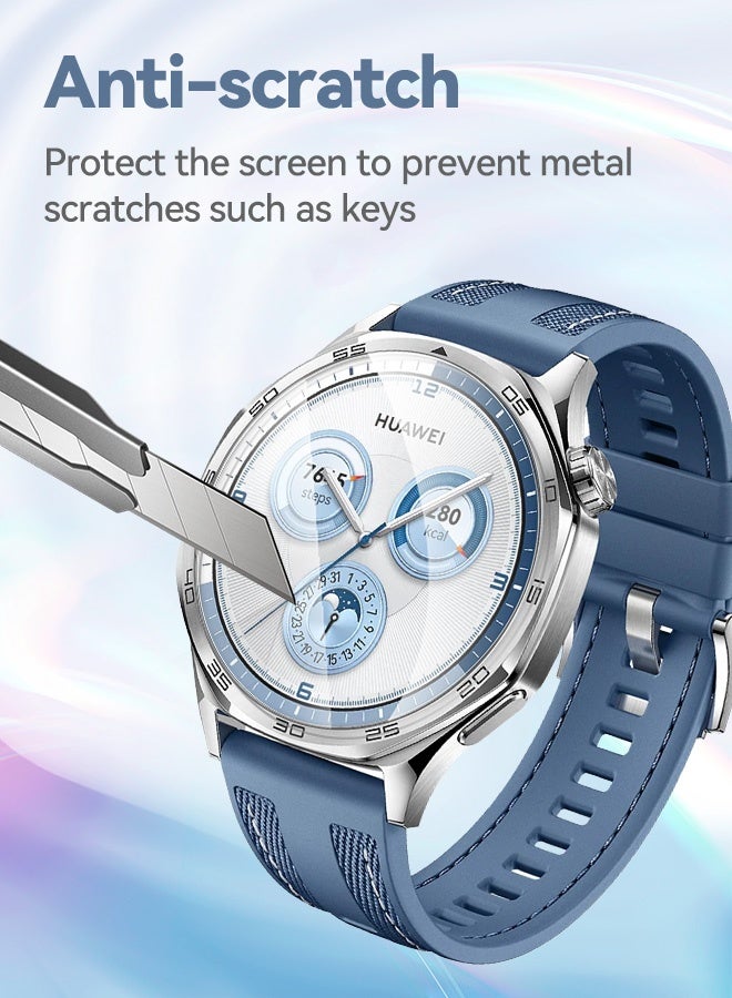 بشكل مختصر [حزمة من 3 قطعة] محمي شاشة من الزجاج المجدول لـ HUAWEI Watch GT5 / GT5 Pro 46 مم، حارس شاشة شفاف عالي الدقة - Image 4
