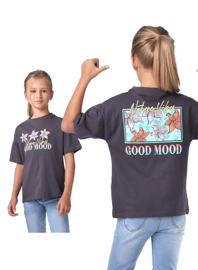 victor and jane Good Mood Graphic Dropped Shoulder T-Shirt by Styli