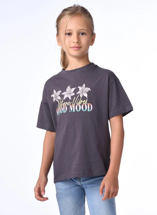 victor and jane Good Mood Graphic Dropped Shoulder T-Shirt by Styli