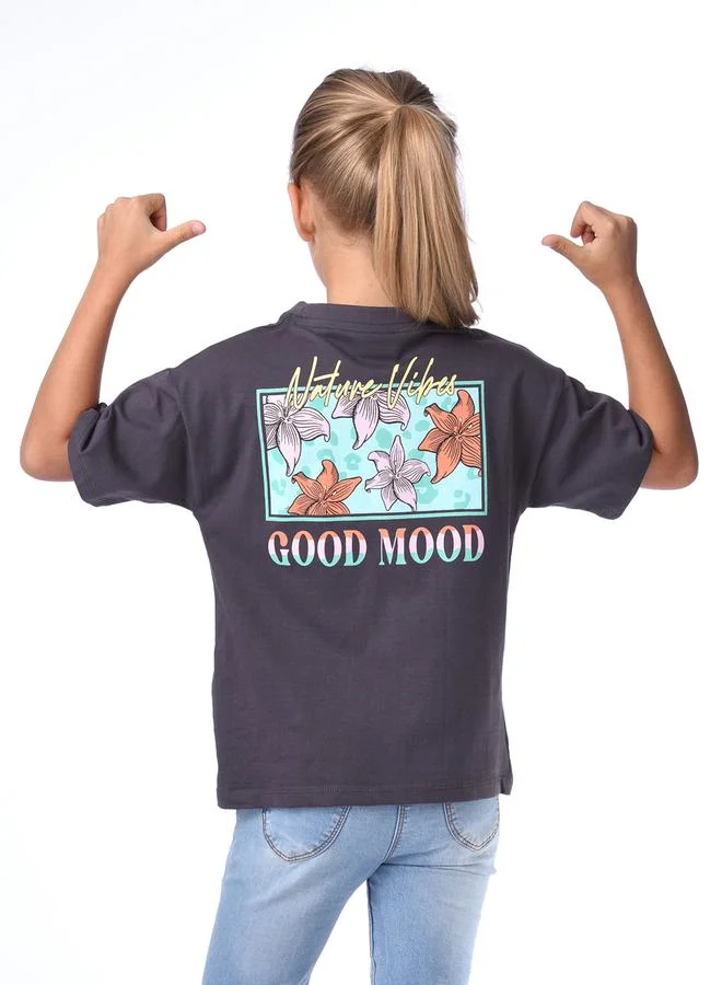 victor and jane Good Mood Graphic Dropped Shoulder T-Shirt by Styli