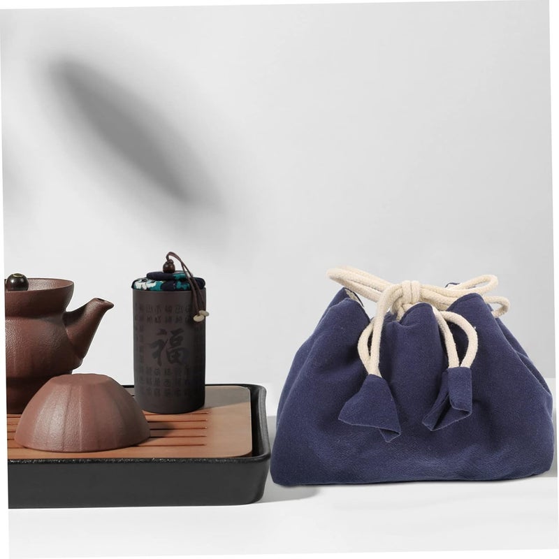 Garneck Portable Teacup Storage Bag for Travel Multi-Function Teapot Pouch Sturdy Fabric Tea Set Carrying Case Decorative Design for Tea Lovers and Outdoor Use - Image 4