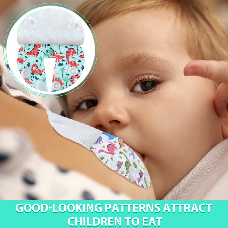 Breling 18 Pack Feeding Tube Pads Button Pad Gtube Button Covers Reusable g Tube Cutie Dinosaur Feeding Supplies for Kids Baby Breastfeeding Nursing Care(Dinosaur) - Image 2