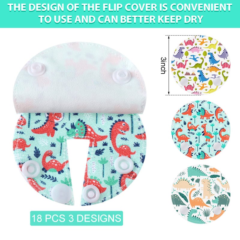 Breling 18 Pack Feeding Tube Pads Button Pad Gtube Button Covers Reusable g Tube Cutie Dinosaur Feeding Supplies for Kids Baby Breastfeeding Nursing Care(Dinosaur) - Image 3