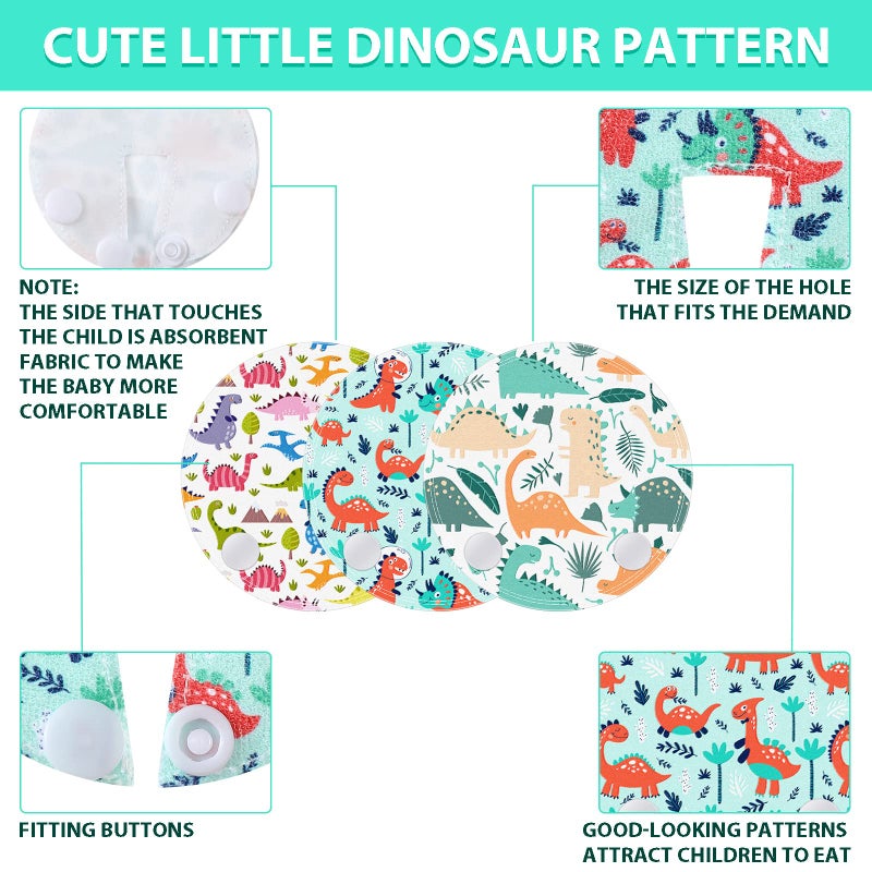 Breling 18 Pack Feeding Tube Pads Button Pad Gtube Button Covers Reusable g Tube Cutie Dinosaur Feeding Supplies for Kids Baby Breastfeeding Nursing Care(Dinosaur) - Image 4
