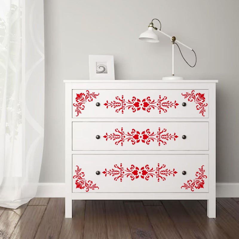 Yhliua Corner Border Stencils for Crafts, Mexican Flower Floral Lace Furniture Stencils for Painting on Wood Reusable Wood Burning Drawing Art Paint Patterns for Wall Cookie Canvas Floor (Corner) - Image 3