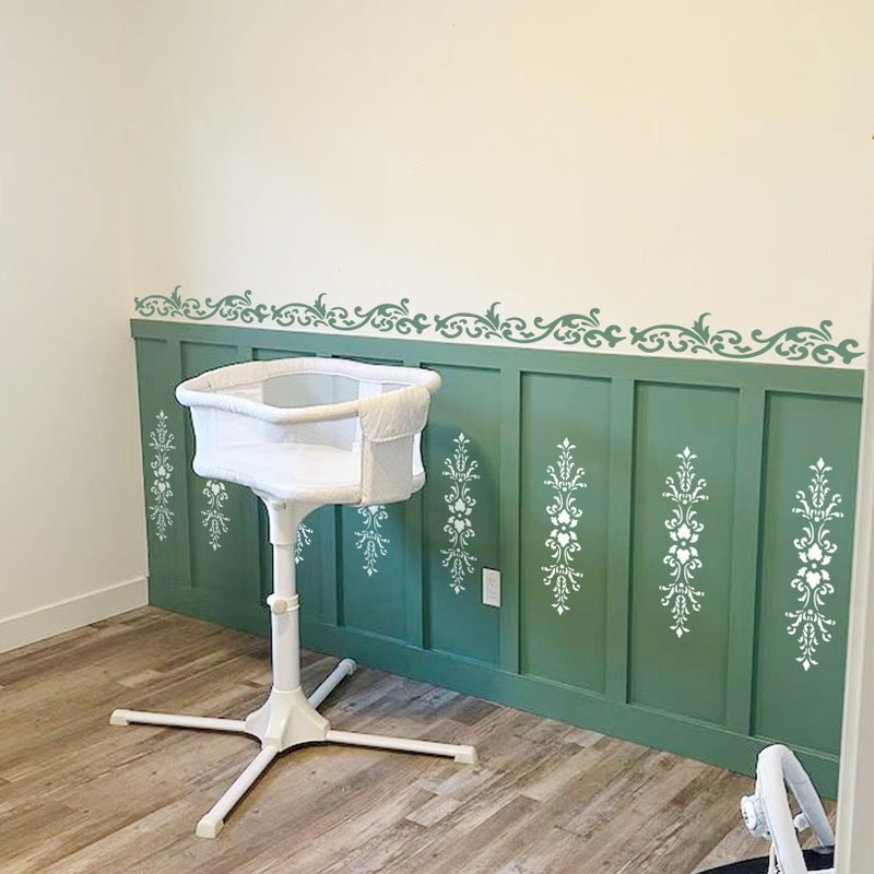 Yhliua Corner Border Stencils for Crafts, Mexican Flower Floral Lace Furniture Stencils for Painting on Wood Reusable Wood Burning Drawing Art Paint Patterns for Wall Cookie Canvas Floor (Corner) - Image 5