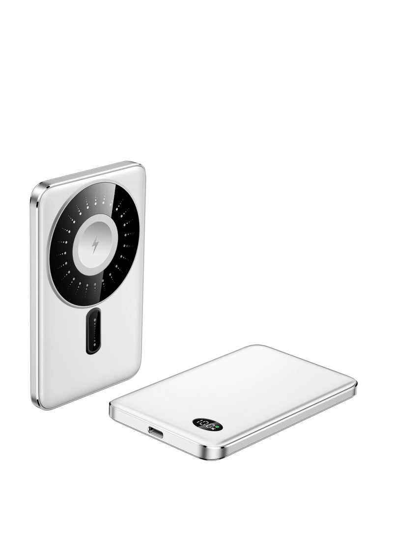 GULFLINK Mini Magnetic Wireless Portable Charger 5000mah Super Slim Fast Charging White - Image 1
