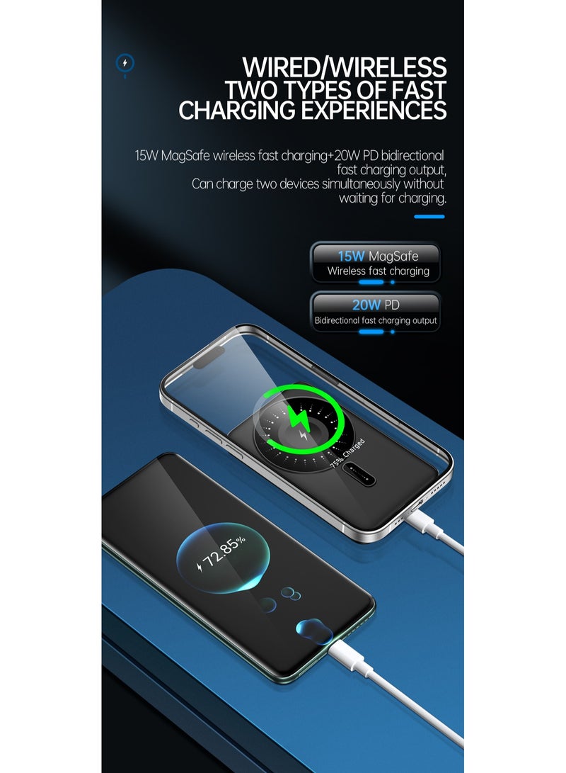 GULFLINK Mini Magnetic Wireless Portable Charger 5000mah Super Slim Fast Charging White - Image 3