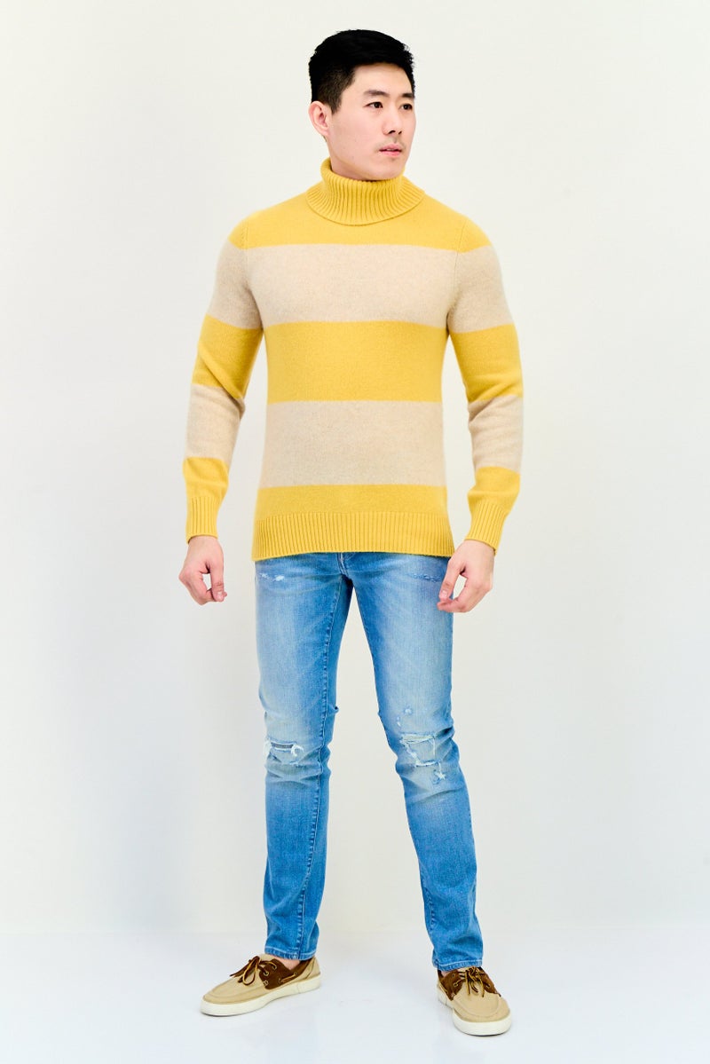 ESPRIT Men Turtle Neck Two Tone Sweater, Multicolor - Image 3