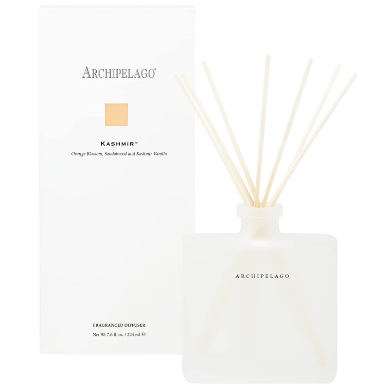 Archipelago Botanicals Kashmir Home Fragrance Reed Diffuser Includes Fragrance Oil Frosted Glass Vessel  10 Diffuser Reeds Perfect for Home Office or Gift 76 Fl Oz
