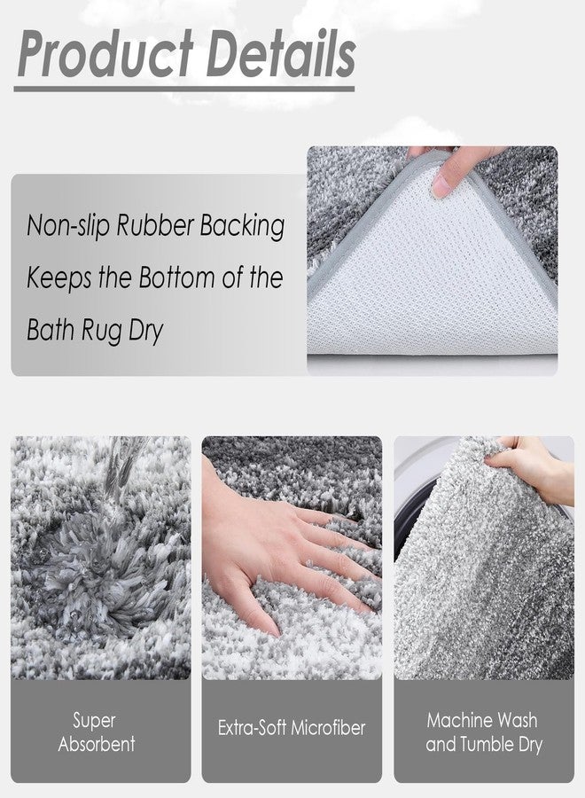 Britimes Grey Stripes Bathroom Sets with Shower Curtain and Rugs, Ombre Modern Minimalist Striped Waterproof Shower Curtain Liner and Soft Non Slip Bath Mat for Bathroom Decor and Accessories Hooks - Image 4